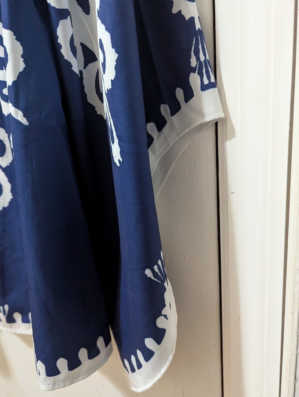 Shein Large Off-Shoulder Navy and White Peasant Top. Mediterranean Inspired - Picture 3 of 6